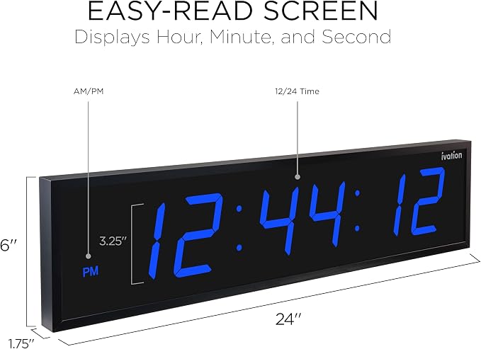 Ivation Oversized 24" Large Digital LED Clock | Big Digital Clock - Image 2