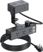 Desk Clamp Power Strip 13 Outlet 2USB-C Ports, 2 USB-A Ports, Desktop Edge by WelcomeBQO