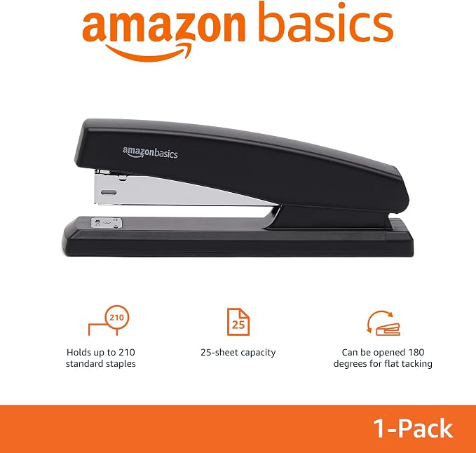 Amazon Basics Stapler with 1000 Staples, Office Stapler, 25 Sheet Capacity - Image 2