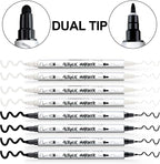 TRANSON 4 Black and 4 White Paint Markers Bold and Fine Dual-tip Acrylic Paint - Image 4