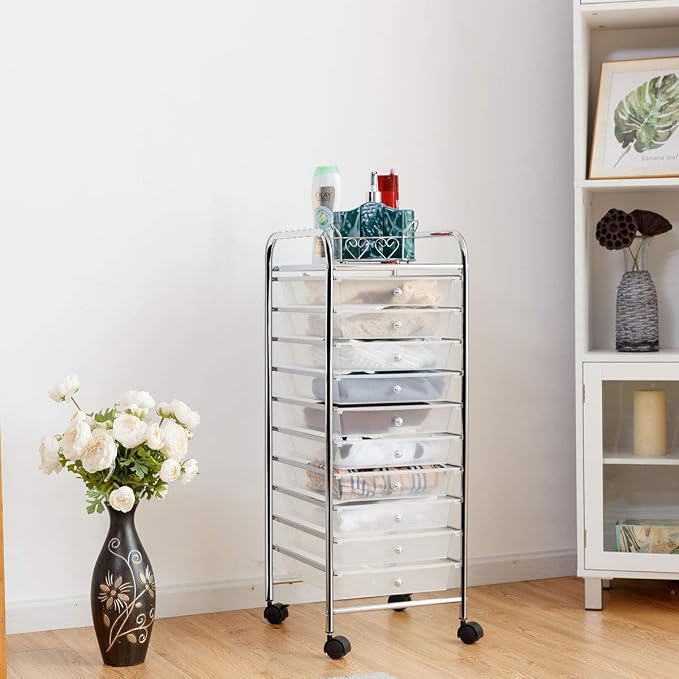 Giantex 10 Drawer Rolling Storage Cart Scrapbook Paper Office School Organizer - Image 4
