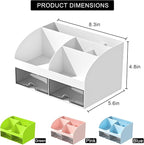 COMFYROOM Desk Organizer with 6 Compartments and 2 Drawers, Plastic Makeup - Image 2