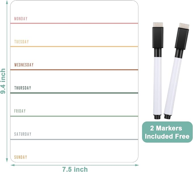 2 Pieces Magnetic Weekly Dry Erase Boards Erasable Weekly Calendars Whiteboard - Image 2