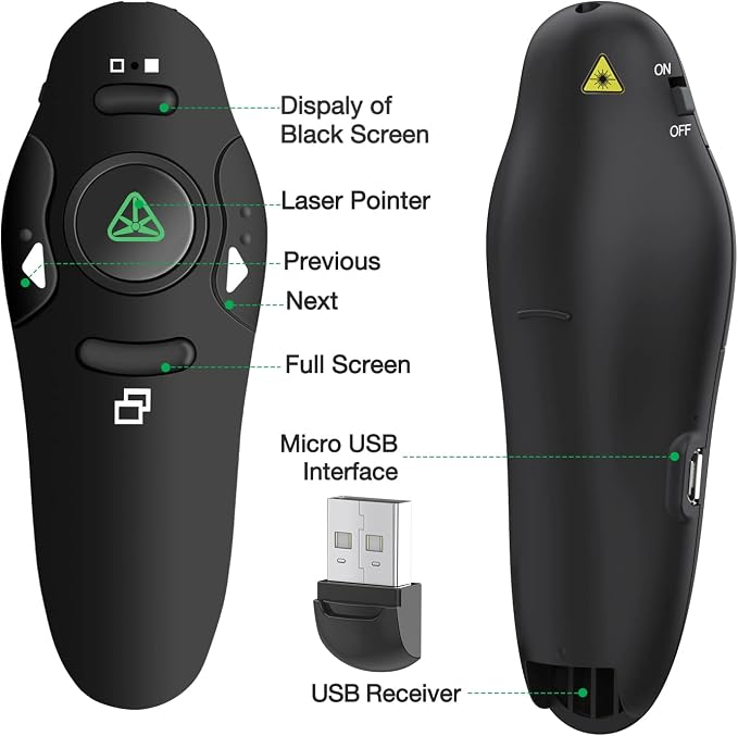 Rechargeable Presentation Clicker Wireless Presenter Remote USB Control - Image 8