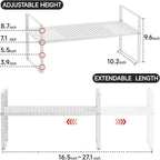 jkxoo Expandable Cabinet Countertop Shelves 16.5-27’’L, Adjustable Metal Spice - Image 2