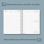 POPRUN 2026 Planner with Hourly Schedule, Vertical Layout - Image 3