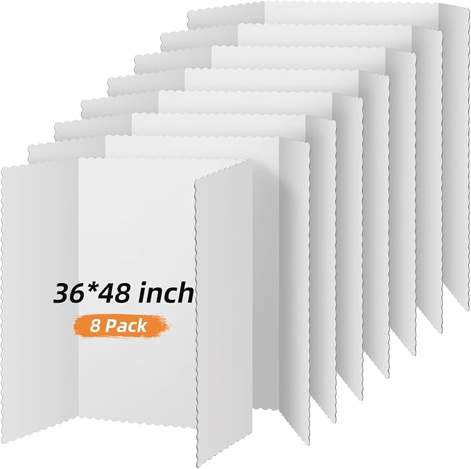 Henoyso 8 Pcs 36 x 48 Inch White Trifold Poster Board by Henoyso
