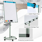 Goplus 40” x 26” Rolling Whiteboard, Height Adjustable Magnetic Dry Erase Board - Image 4