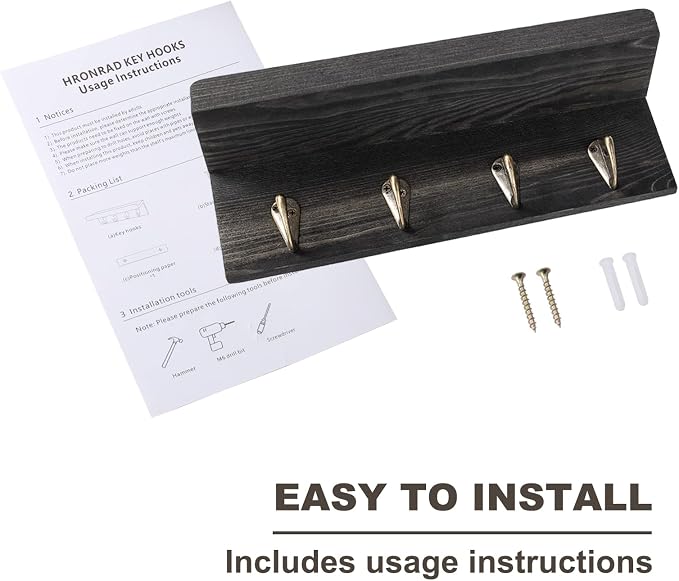 HRONRAD Rustic Key Holder for Wall, Farmhouse Wall Shelf - Image 7