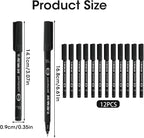12 Pack Fine Point Black Permanent Marker Pens 0.6mm, Quick-Dry Waterproof Ink - Image 2