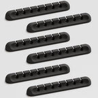 Apromisith USB Cable Organizer Clips Cord Holder, 6 Packs Black Self Adhesive by Apromisith