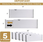 RAPTUROUS Adjustable Deep Drawer Divider – 5" Tall, Expandable 13-22", Non-Slip - Image 2