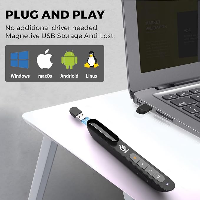 AMERTEER Wireless Presenter, Support Hyperlink RF 2.4GHz Powerpoint PPT Clicker - Image 4