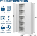 TaskStorz Storage Cabinet, 72 Inch Tall Metal Storage Cabinet - Image 4