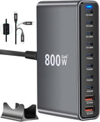 800W USB C Fast Charger Block, 10 Port USB Charging Station, GaN Ⅲ Pro Dual by LMSEP