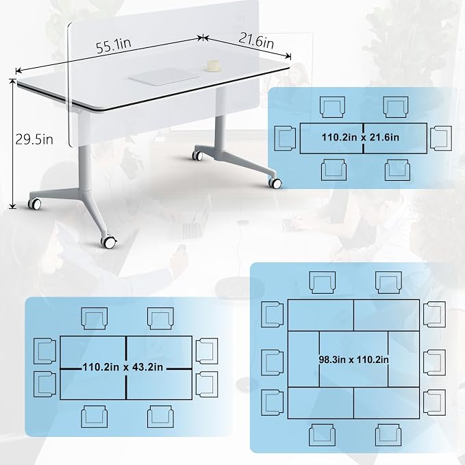 Conference Table, 55.1''Folding Conference Room Table - Image 2