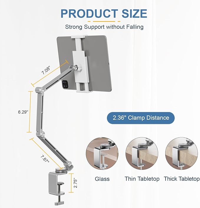 Houele Tablet Stand Holder, Adjustable Foldable Tablet Arm iPad Desk Mount - Image 4