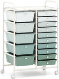 LDAILY 15 Drawer Rolling Storage Cart, Rolling Cart by LDAILY