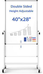 Rolling Whiteboard on Wheels, Double-Sided Magnetic Dry Erase Board by WOREEY