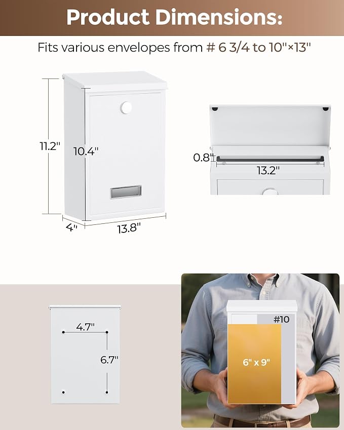 LAND·VOI Locking Wall-Mount Mailbox - Image 6