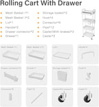 Sorgion 4 Tier Rolling Cart Organizer, Art Craft Diaper Bedside Snack Laundry - Image 7