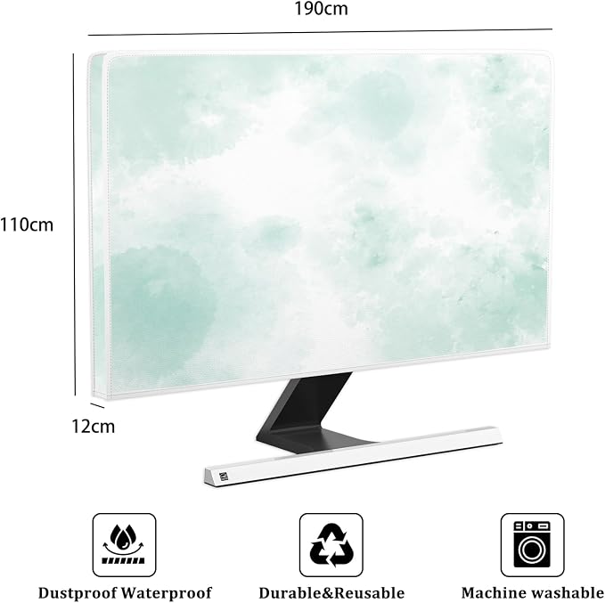 Baocicco Abstract Watercolor Waterproof TV Display Screen Cover 80 Inch Cyan - Image 2