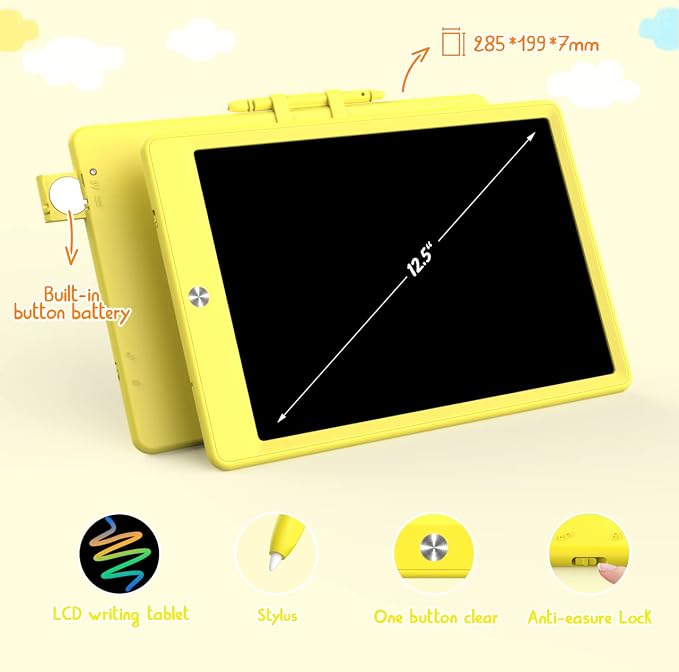 BUKEBU LCD Writing Tablet Doodle Board, 12.5 inch Colorful Drawing Pad - Image 2