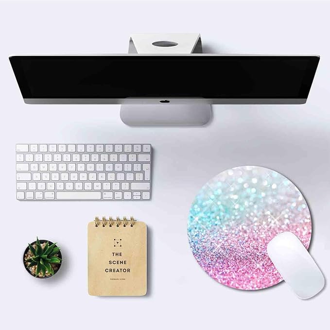 IMAYONDIA Kids Girls Mouse Pad for Laptop, Small Pink Blue Gradient Sparkle - Image 6