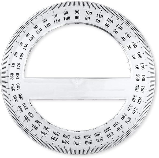 Pack of 24, 360-degree Protractor, 12.5cm Diameter, Crystal Clear - Image 3