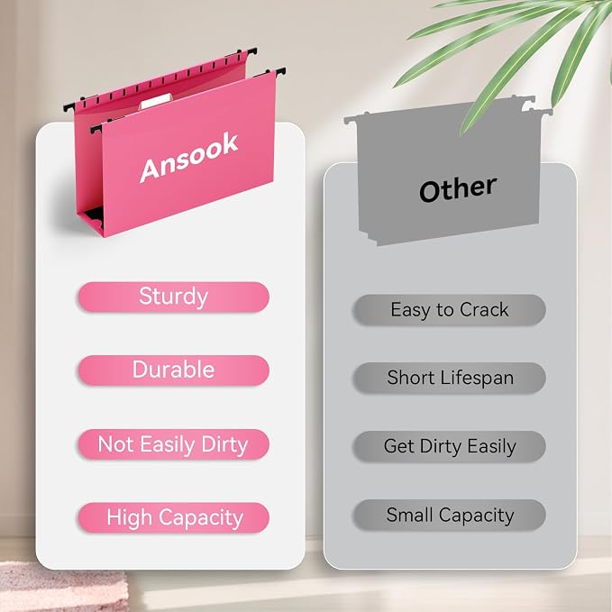 ANSOOK Legal Size Hanging File Folders Extra Capacity, Heavy Duty 3 Inch - Image 3