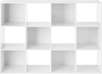 Whitmor 12 Cube Storage Organizer, 4 Tier Stackable Mdf Wood Bookcase, Open - Image 7