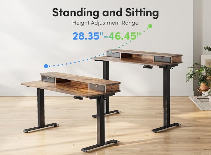 FEZIBO 63 x 28 Inch Deeper Height Adjustable Electric Standing Desk - Image 7