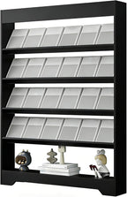 LHIUGE 5-Layer Brochure Display Rack, Freestanding Wooden Magazine Rack by LHIUGE