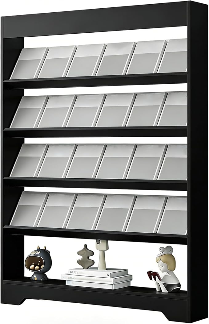 LHIUGE 5-Layer Brochure Display Rack, Freestanding Wooden Magazine Rack by LHIUGE