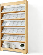 LHIUGE 6-Layer Brochure Display Rack, Freestanding Wooden Magazine Rack by LHIUGE
