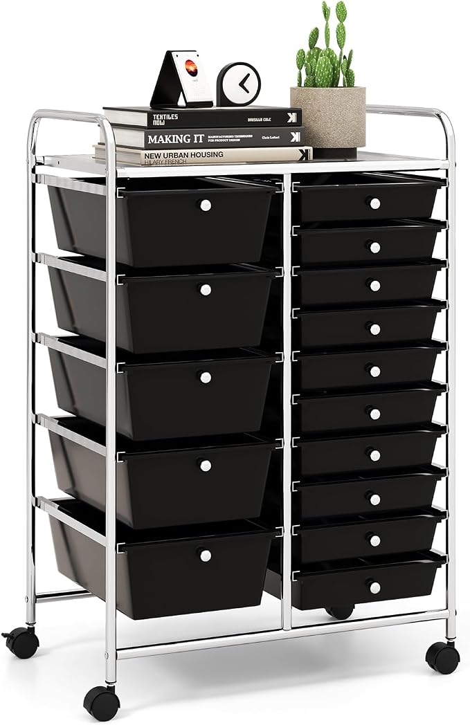 LDAILY 15 Drawer Rolling Storage Cart, Rolling Cart by LDAILY