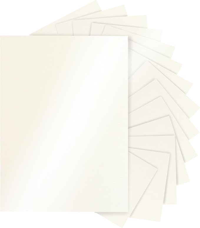 Silunkia 28 Sheets Cream Shimmer Cardstock 8.5 x 11 Off White Paper, 92lb by Silunkia