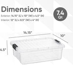 Superio Storage Bins with Lids- 4 Pack, 7.4 Qt Clear Boxes - Image 2