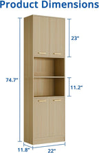 Cozy Castle Kitchen Pantry Cabinet, 4 Doors Open Countertop Utility Hutch - Image 2