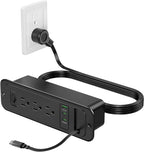 Recessed Power Strip with Retractable USB C Cable, 2 PD 20W USB C, Flush Mount by Jgstkcity