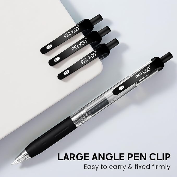 ParKoo Black Gel Pens, 100 Pack Quick Dry Retractable Medium Point 0.7mm - Image 8