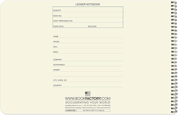 BookFactory Accounting Ledger Notebook/Large 6 Column Accounting Ledger - Image 2