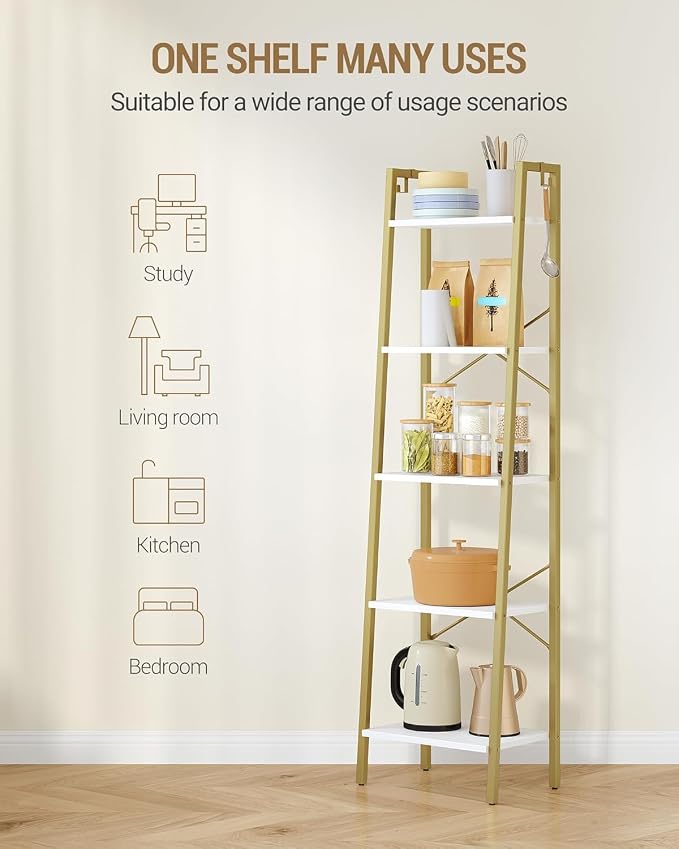 Hzuaneri Ladder Shelf, Bookshelf Bookcase, Freestanding Corner Storage Shelve - Image 6
