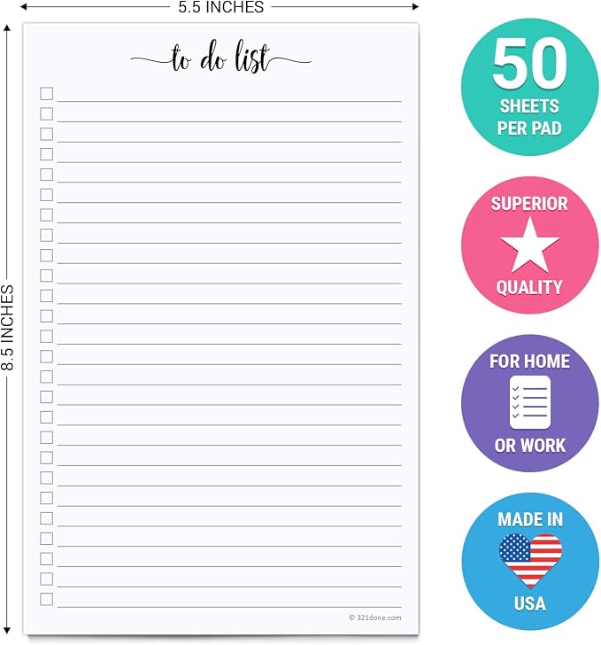 321Done To Do List Notepad, Made in USA - Image 2