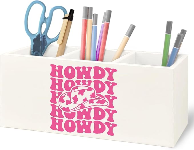 URLLUAE Hot Pink Western Howdy Wooden Pen Pencil Holder by Unknown