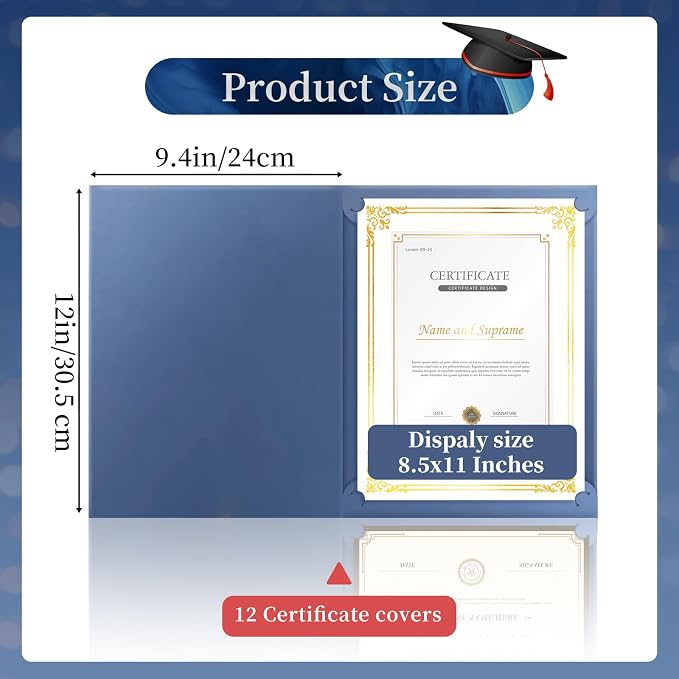 12 Packs Certificate Covers, Certificate Holders Gold Foil Border, - Image 2