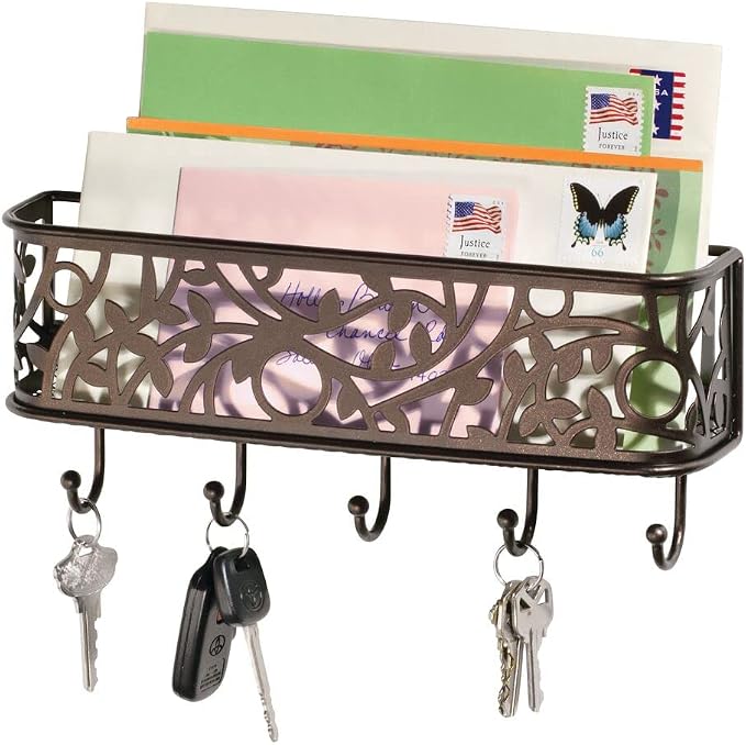 mDesign Wall Mount Metal Entryway Storage Organizer Mail Sorter Basket - Image 4