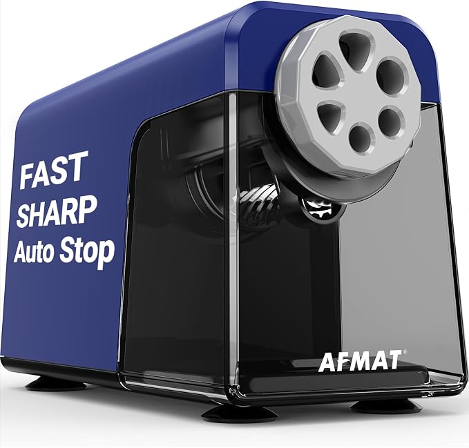 AFMAT Electric Pencil Sharpener Heavy Duty, 6 Holes, Auto Stop Pencil Sharpener by AFMAT