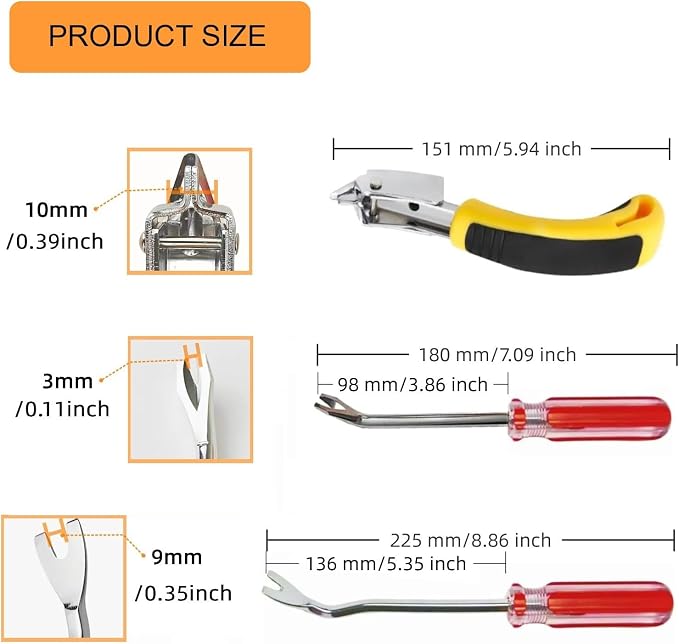 INBWENH 3Pcs Upholstery Staple Remover Nail Remover Tool Set Including Tack - Image 2
