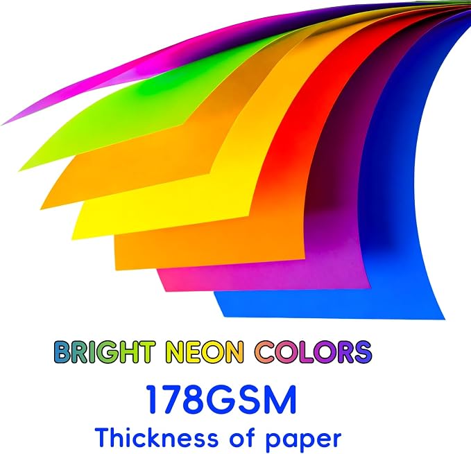 Index Cards 301-Count 3x5 Inch, 178GSM Heavyweight Set of 7 Fluorescent Colors - Image 3